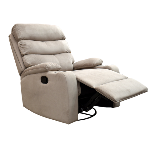 Sillón Reclinable Giratorio Con Mecedora de Tela Microfibra Otto - Gris