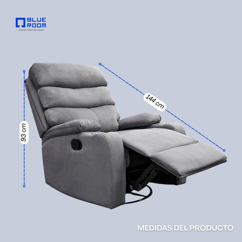 Sillón Reclinable Giratorio Con Mecedora de Tela Microfibra Otto -Beige