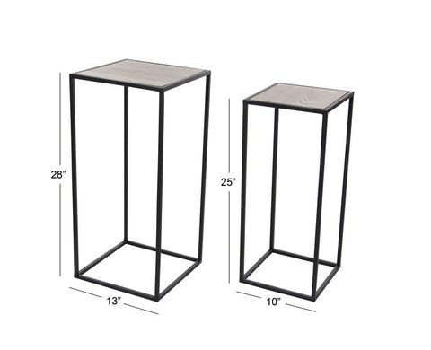 Set de 2 Mesas de Acento - Pedestal Metal