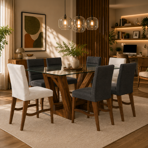 Antecomedor Sidney 6 Bancos (2 Beige -4 Grises)