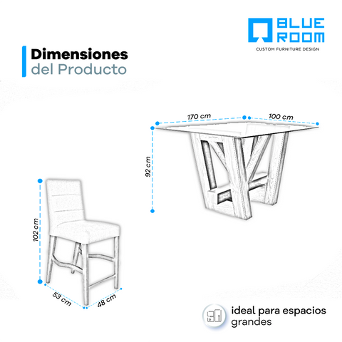 Antecomedor Sidney 6 Bancos (2 Beige -4 Grises)