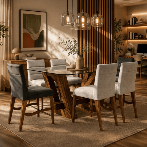 Antecomedor Sidney 6 Bancos (4 Beige -2 Grises)