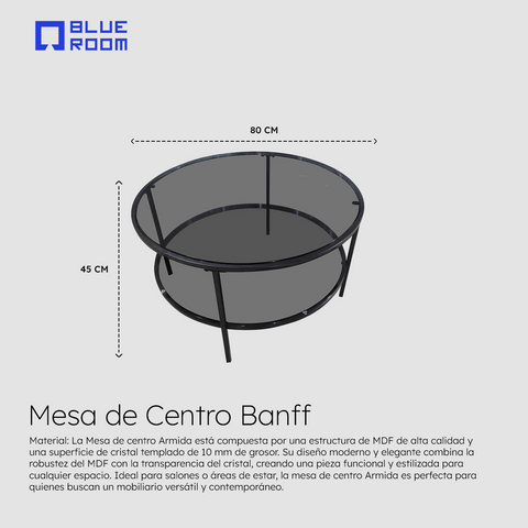 Mesa de Centro Banff - Cristal Negro