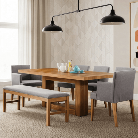 Comedor Constanza 3 Sillas, 2 Sillones y 1 Banca - Parota