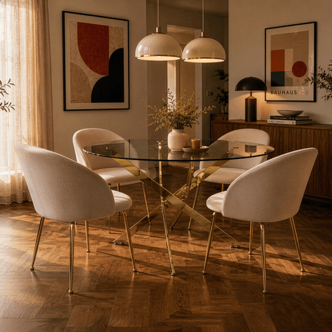 Comedor Denver - 4 Sillas Denver - Lino Beige