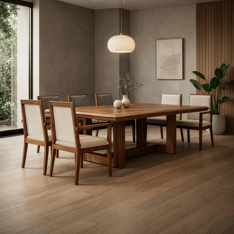 Comedor London - Parota - 6 Sillas Beige y 4 Sillas Gris