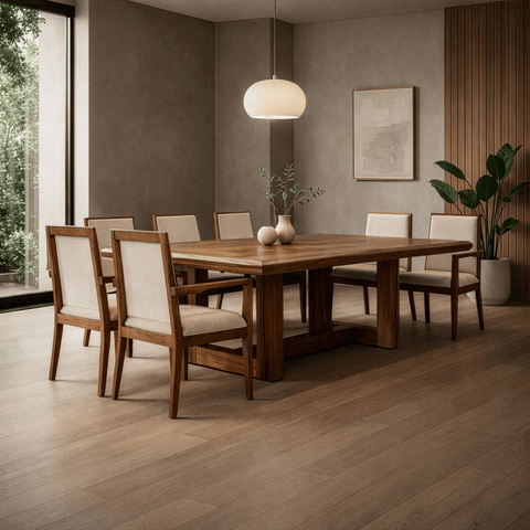 Comedor London - Parota 10  Sillas Beige