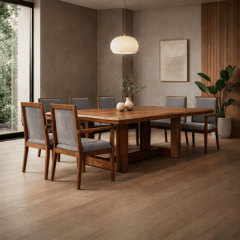 Comedor London - Parota 10  Sillas Gris