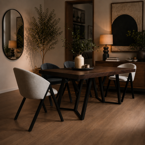 Comedor Mallory 6P - 4 sillas Soul Iron, 2 sillas Soul Ivory
