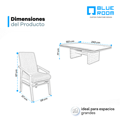 Comedor Valdivia 10 Sillas (6 Marmol y 4 Gris)