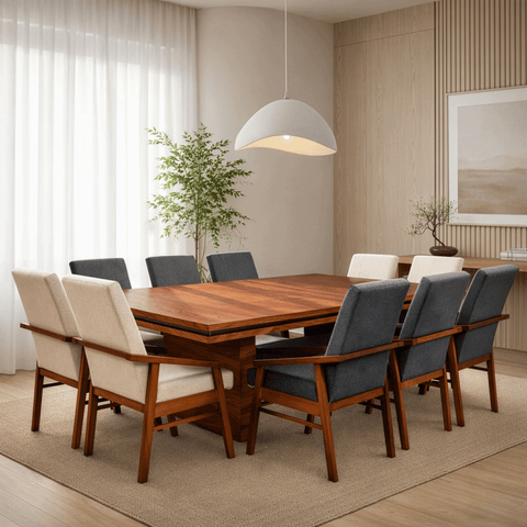 Comedor Valdivia 10 Sillas (4 Marmol y 6 Gris)