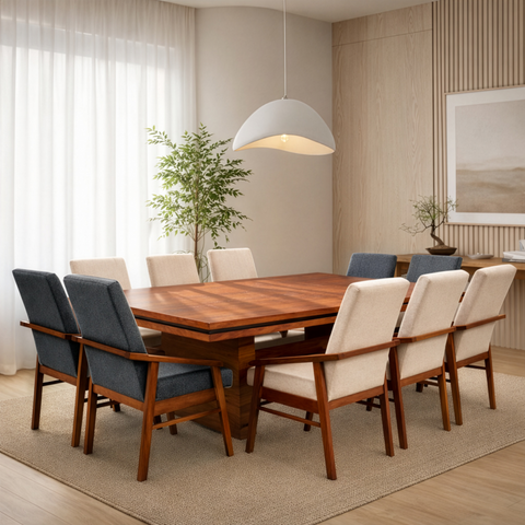 Comedor Valdivia 10 Sillas (6 Marmol y 4 Gris)
