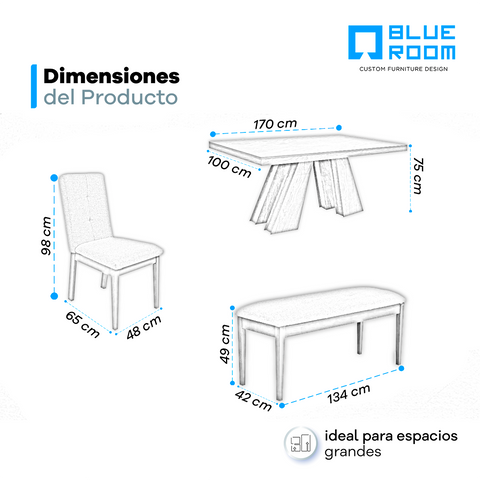 Comedor Dali 4 Sillas y 1 Banca