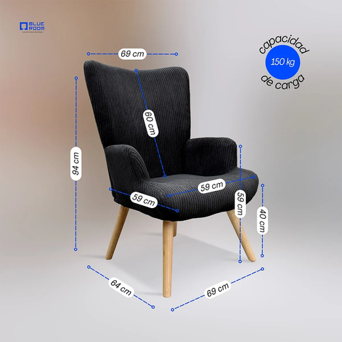 Sillón Nordik - Tela Negro