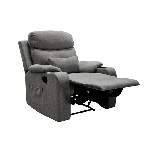 Sillón Reclinable Sistema Manual de Tela Dallas - Gris Claro