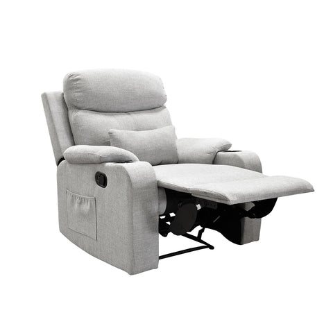 Sillón Reclinable Sistema Manual de Tela Dallas - Gris Claro