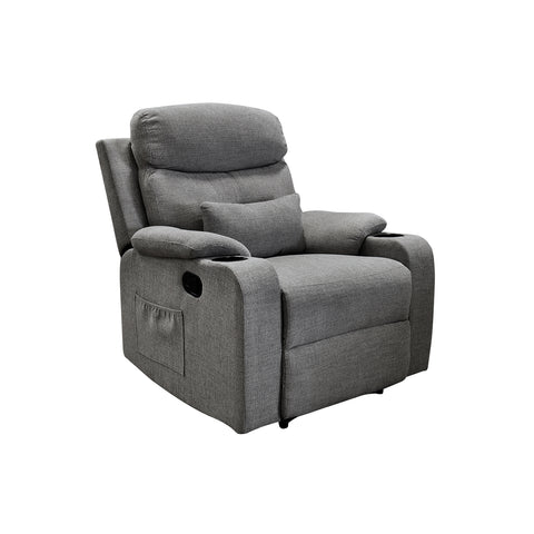 Sillón Reclinable Sistema Manual de Tela Dallas - Gris Claro