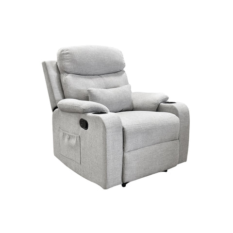 Sillón Reclinable Sistema Manual de Tela Dallas - Gris Claro