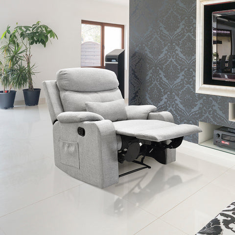 Sillón Reclinable Sistema Manual de Tela Dallas - Gris Claro