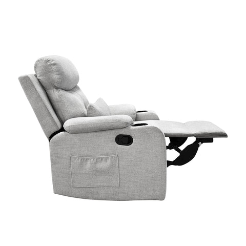 Sillón Reclinable Sistema Manual de Tela Dallas - Gris Claro