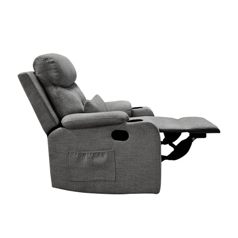 Sillón Reclinable Sistema Manual de Tela Dallas - Gris Claro