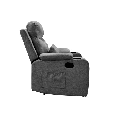 Sillón Reclinable Sistema Manual de Tela Dallas - Gris Claro