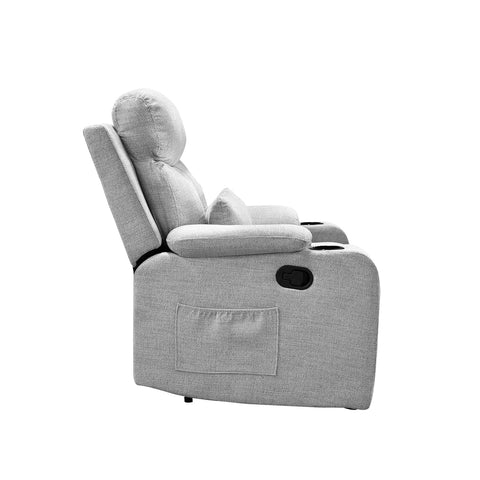 Sillón Reclinable Sistema Manual de Tela Dallas - Gris Claro