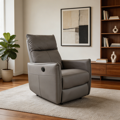 Sillón Reclinable Eléctrico Dorian- Piel Gris