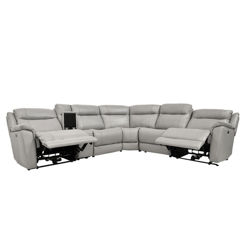 Sala Esquinera Eliat - 2 Reclinables y 1 Consola - Piel Gris