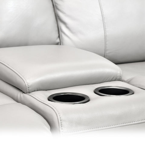Sala Esquinera Eliat - 2 Reclinables y 1 Consola - Piel Gris