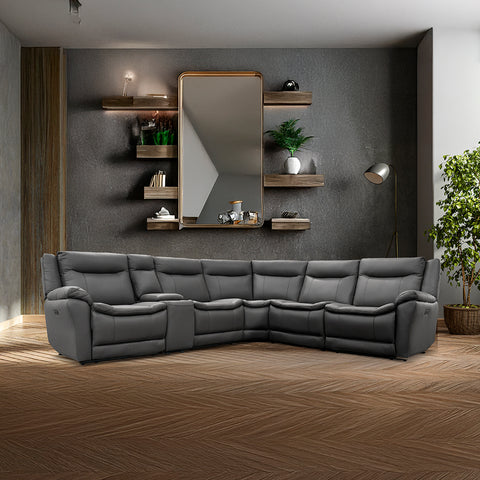 Sala Modular Eléctrica Firenze - Piel Oslo Grey