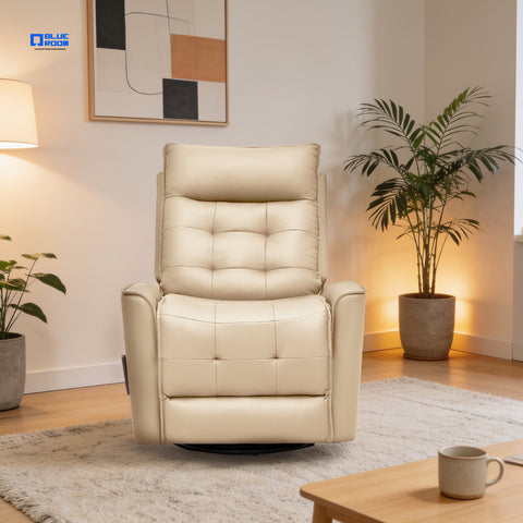 Sillón Reclinable Giratorio con Mecedora Renzo - Tacto Piel Beige