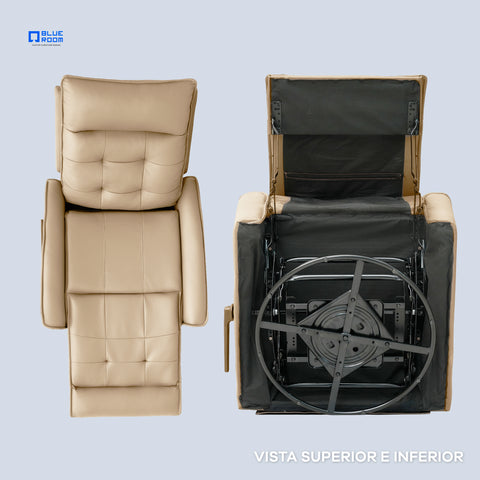 Sillón Reclinable Giratorio con Mecedora Renzo - Tacto Piel Beige