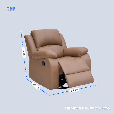 Sillón Reclinable Giratorio con Mecedora Bellaro- Tacto Piel Taupe
