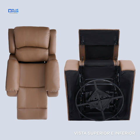 Sillón Reclinable Giratorio con Mecedora Bellaro- Tacto Piel Taupe