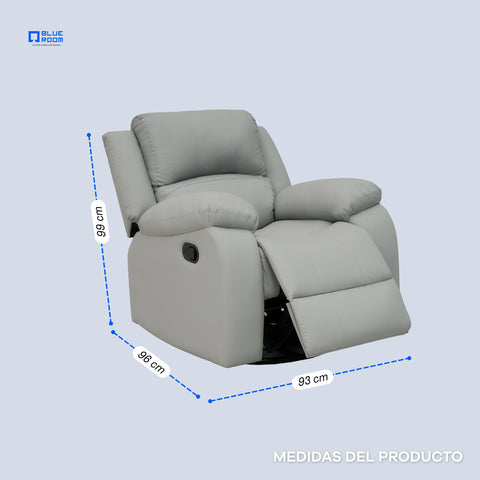 Sillón Reclinable Giratorio con Mecedora Bellaro- Tacto Piel Taupe