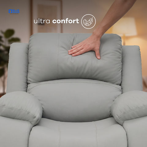 Sillón Reclinable Giratorio con Mecedora Bellaro- Tacto Piel Taupe