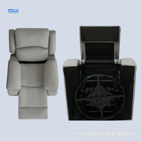 Sillón Reclinable Giratorio con Mecedora Bellaro- Tacto Piel Taupe