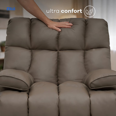 Sillón Reclinable Giratorio con Mecedora Salvatore  - Tacto Piel Café