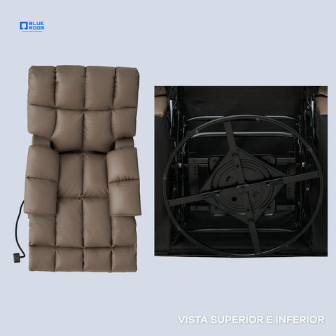 Sillón Reclinable Giratorio con Mecedora Salvatore  - Tacto Piel Café