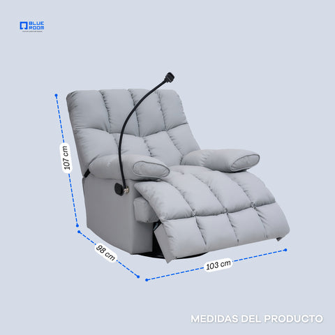 Sillón Reclinable Giratorio con Mecedora Salvatore  - Tacto Piel Café