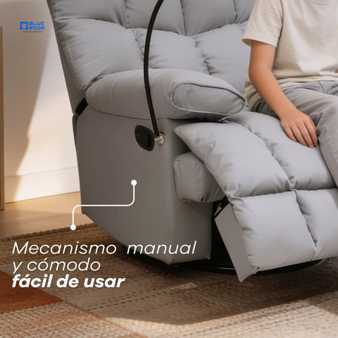 Sillón Reclinable Giratorio con Mecedora Salvatore  - Tacto Piel Café