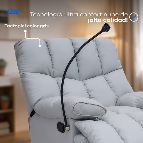 Sillón Reclinable Giratorio con Mecedora Salvatore  - Tacto Piel Café
