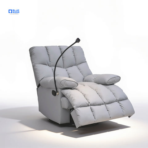 Sillón Reclinable Giratorio con Mecedora Salvatore  - Tacto Piel Café