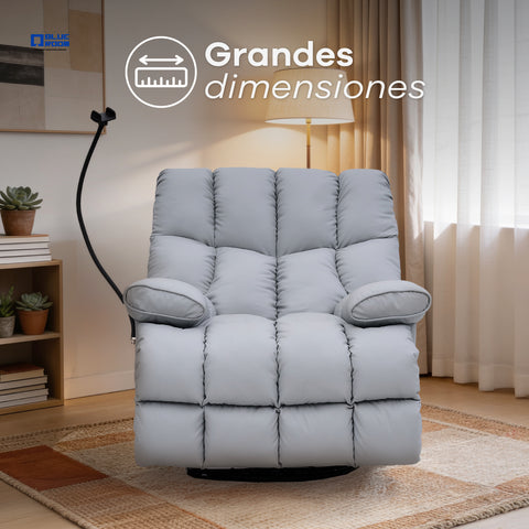 Sillón Reclinable Giratorio con Mecedora Salvatore  - Tacto Piel Café