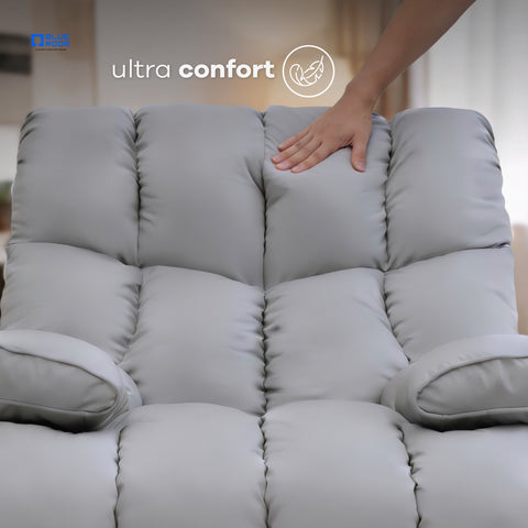 Sillón Reclinable Giratorio con Mecedora Salvatore  - Tacto Piel Café