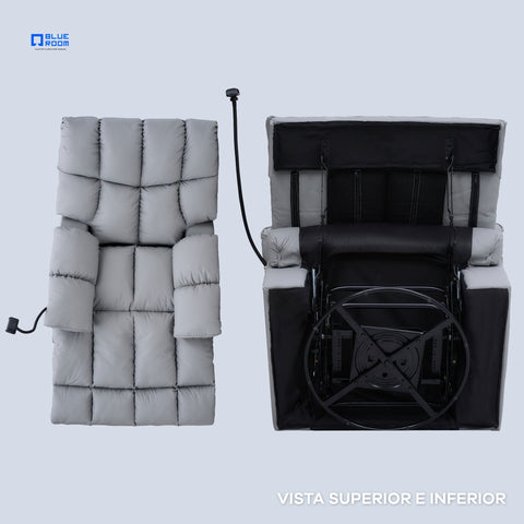 Sillón Reclinable Giratorio con Mecedora Salvatore  - Tacto Piel Café