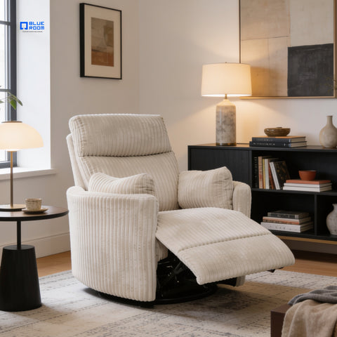 Sillón Reclinable Giratorio con Mecedora Eléctrico Vanni - Tela Café