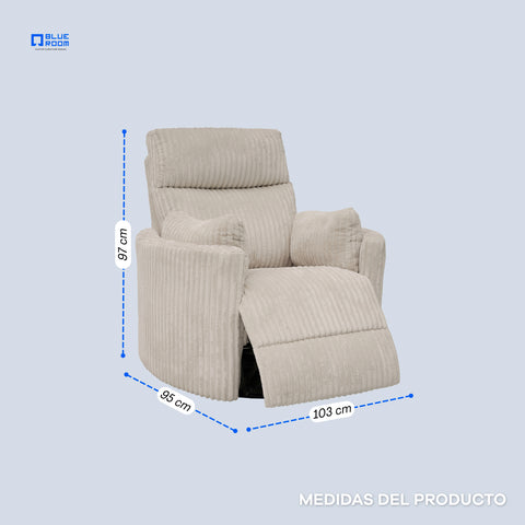 Sillón Reclinable Giratorio con Mecedora Eléctrico Vanni - Tela Café