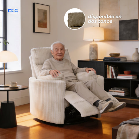 Sillón Reclinable Giratorio con Mecedora Eléctrico Vanni - Tela Café